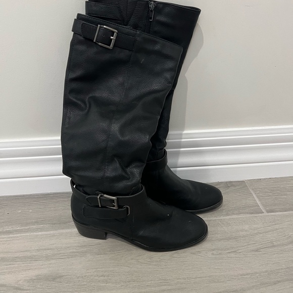 JustFab Tall Black Riding Boots Zip Up size 7 in Black - Picture 7 of 10
